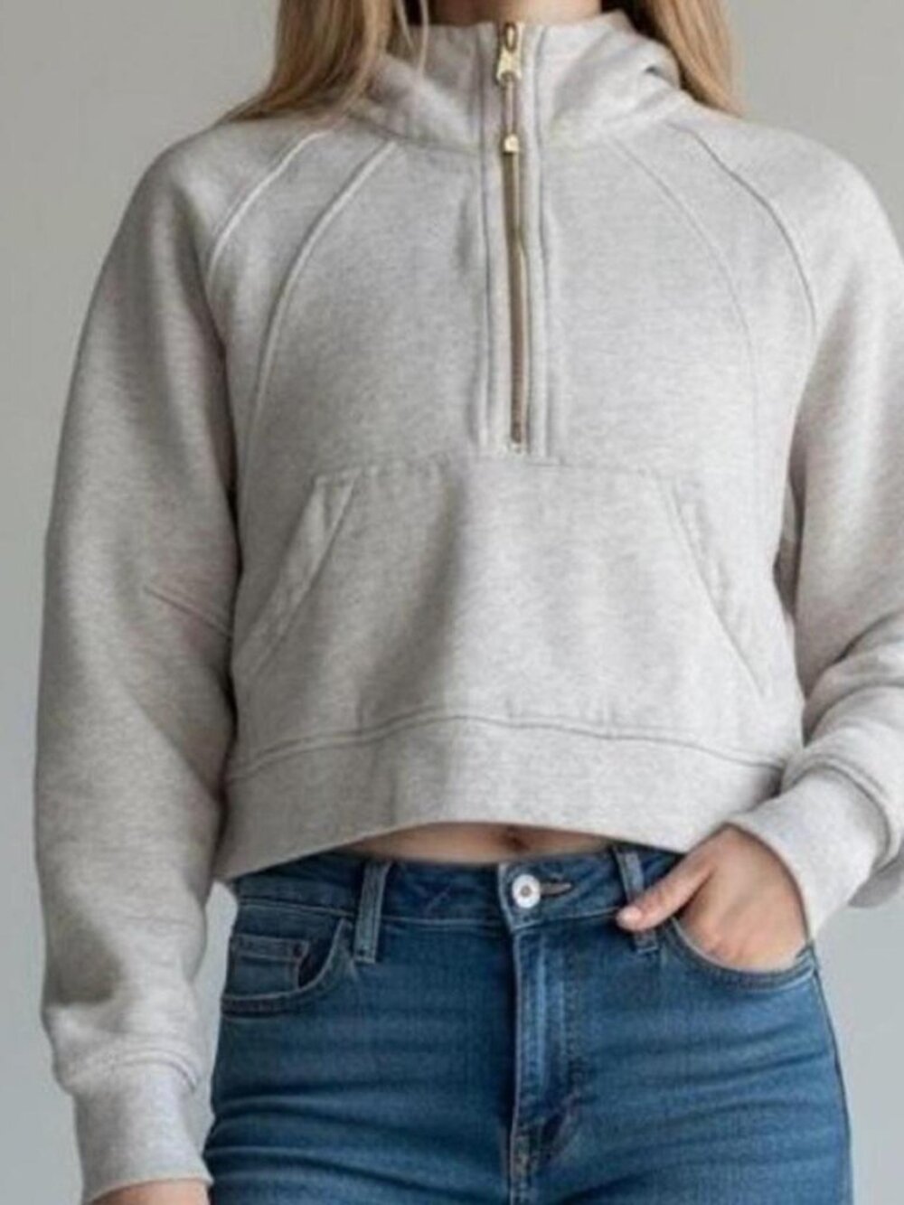 Lululemon Scuba Oversized Half-Zip Gold Zip Hoodie Heather Gray XS/S